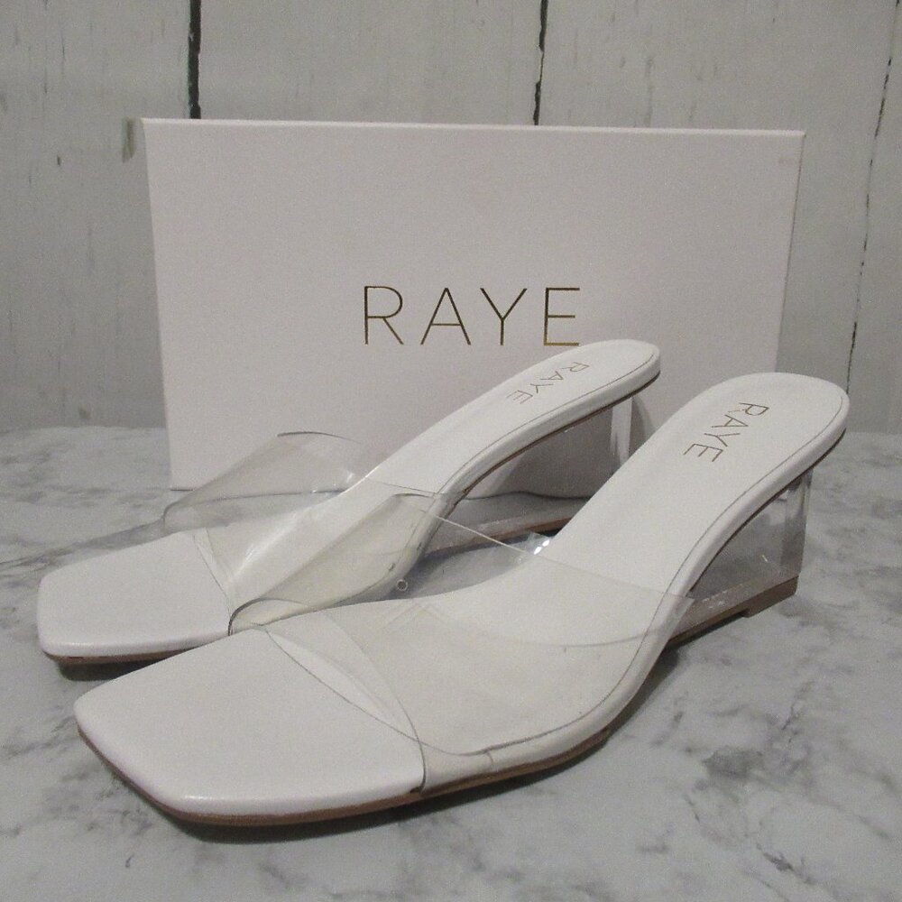 Raye Ani Wedge Sandals Clear White Lucite Revolve